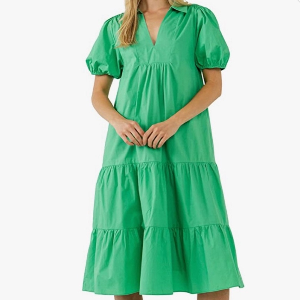 English Factory Women's Poplin Midi Dress Green